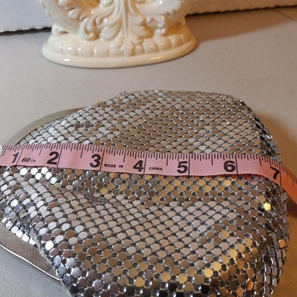 Y & S Mesh Silver Coin Purse Design Clutch bag Cottagecore Granny Chic Wedding - Picture 6 of 7